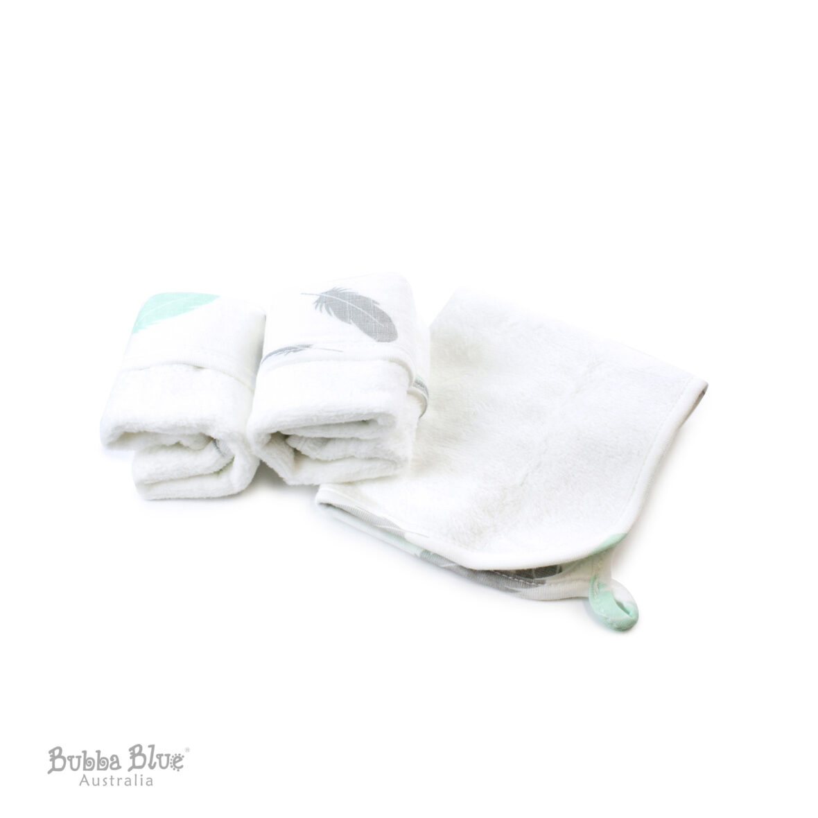 Bubba Blue New Organic Feathers 3 pack Face Washers