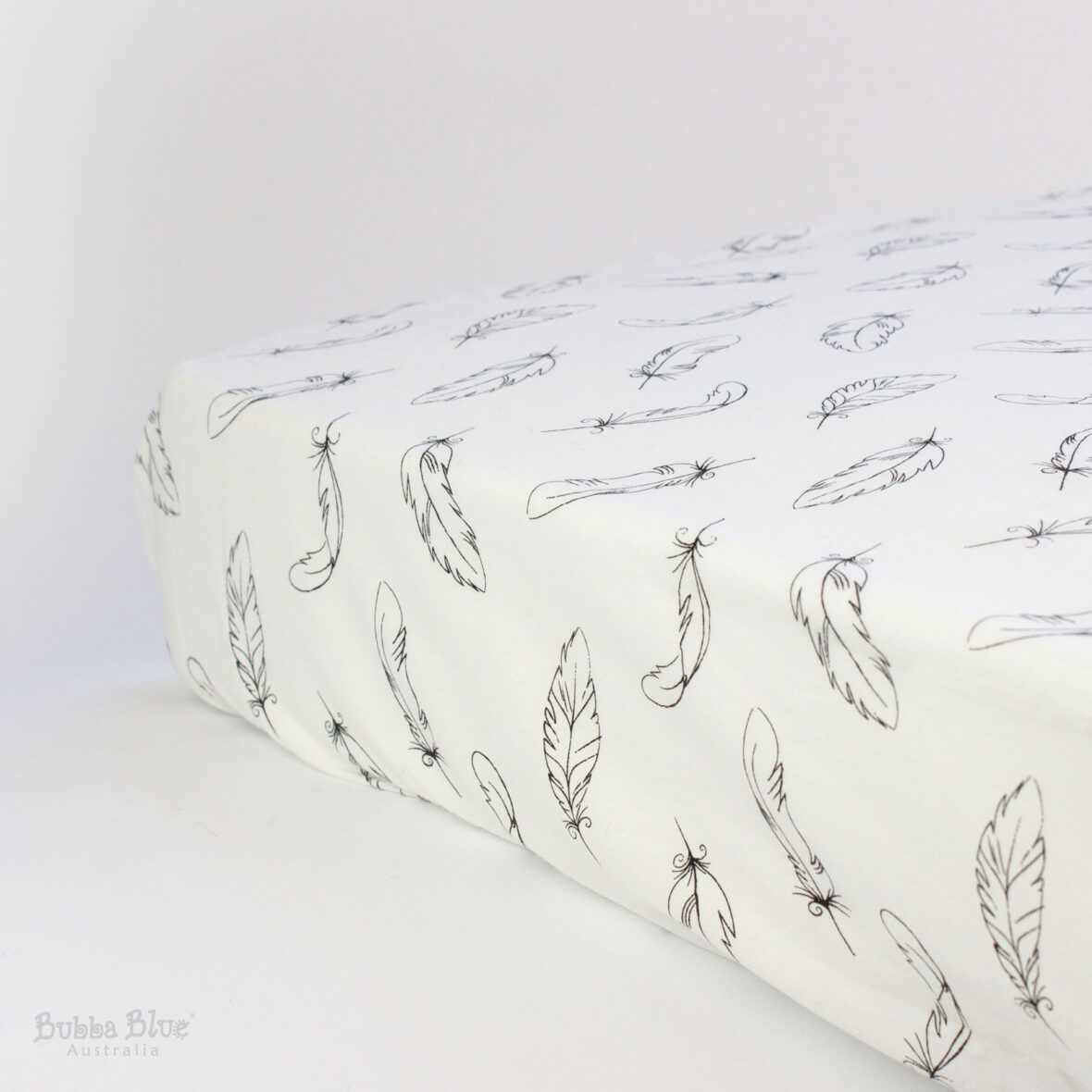 Bubba Blue Organic Cotton Feathers Jersey Cot Fitted Sheet