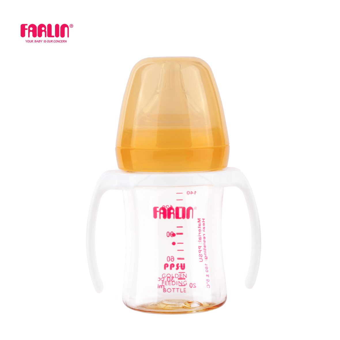 Farlin Silky PPSU Feeding Bottle with Handle + Straw set