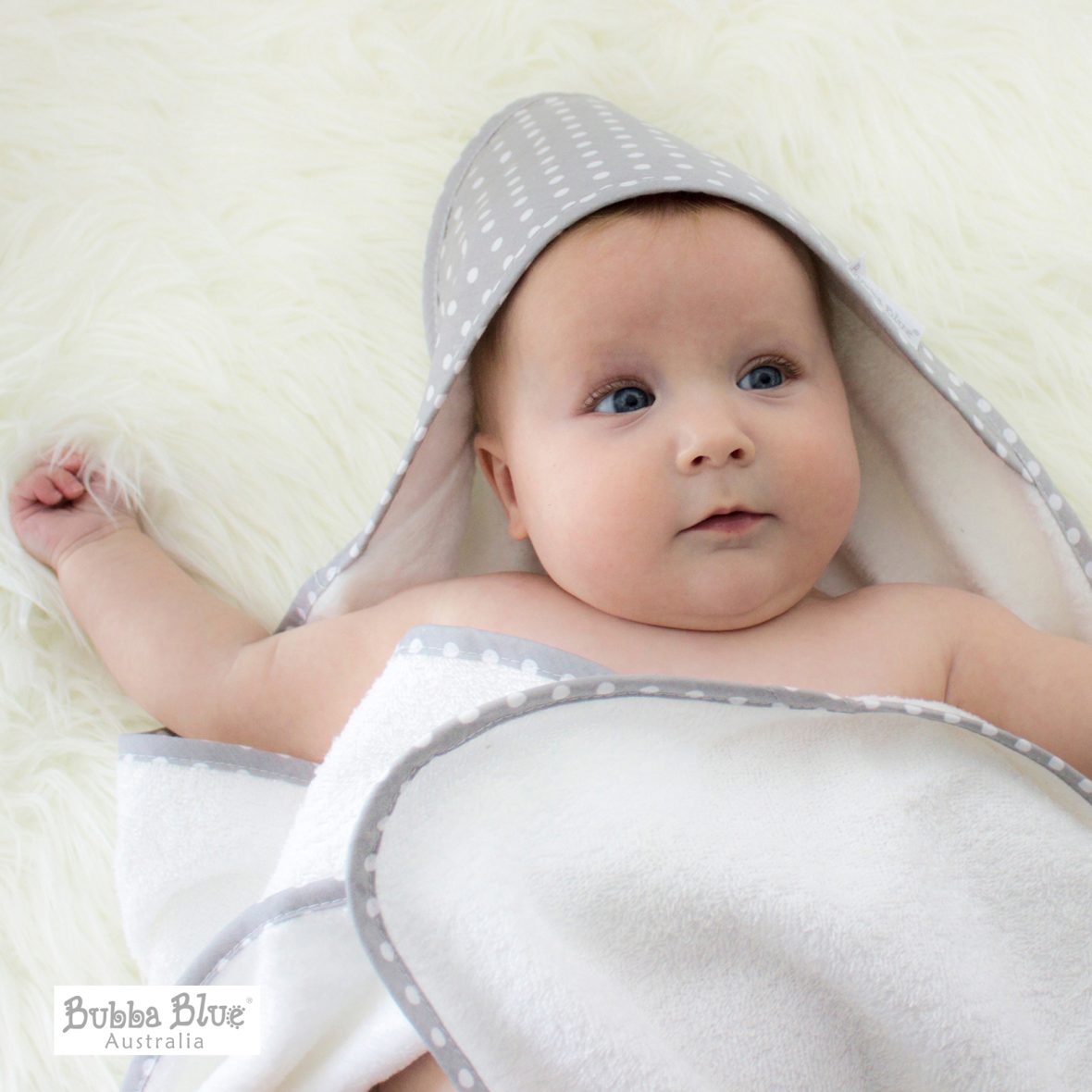Bubba Blue Polka Dots Hooded Towel